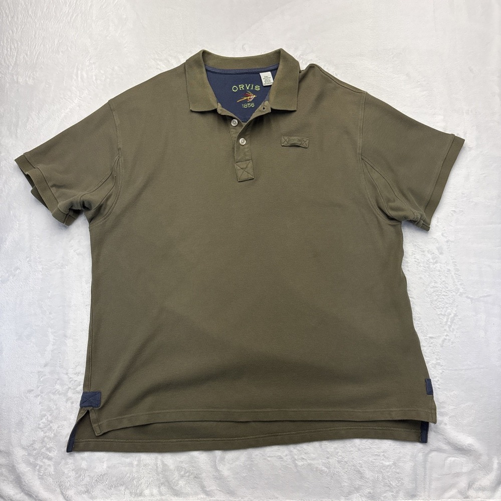 Vtg Orvis 1856 Fly Fishing Pique Polo Shirt Men XXL Olive Y2K USA